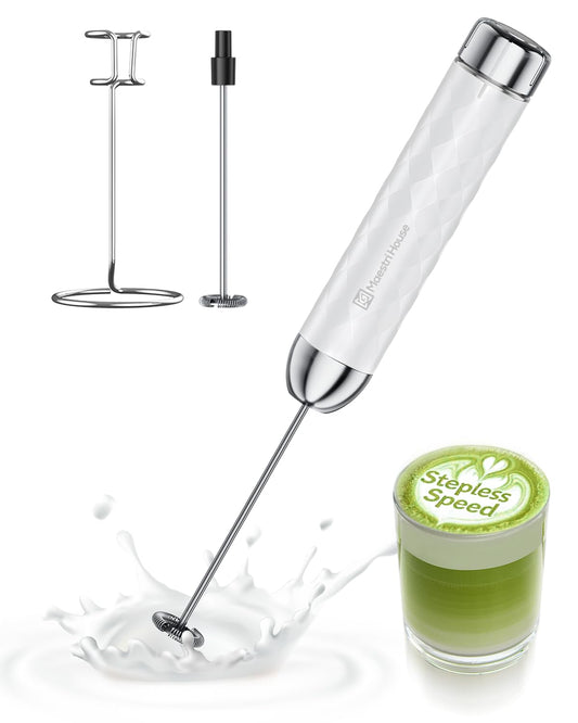 Maestri House Rechargeable Milk Frother with Stepless Speed Control, LunaFro 2.0 Handheld Electric Foam Maker Waterproof Drink Mixer Foamer for Lattes, Cappuccino