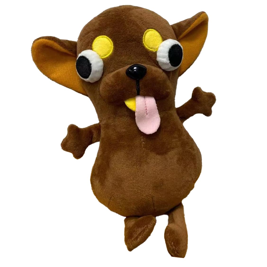 Funny Big Eyed Chihuahua Plush - Hilarious Dark Grey Chihuahua Stuffed Animal | Stress Relief Toy, Funny Desk Decor Gift for Kids & Adults (Black)