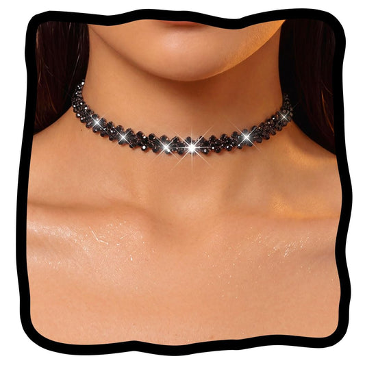 JEAIRTS Rhinestone Choker Necklace Gold Diamond Neck Chain Costume Jewelry