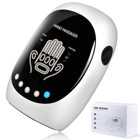FSA-HSA Eligible Hand Massager with Heat and Compression for Arthritis Pain Relief, with 5-Finger Individual Therapy, Fits All Hand Sizes,Rechargeable & Portable (White)
