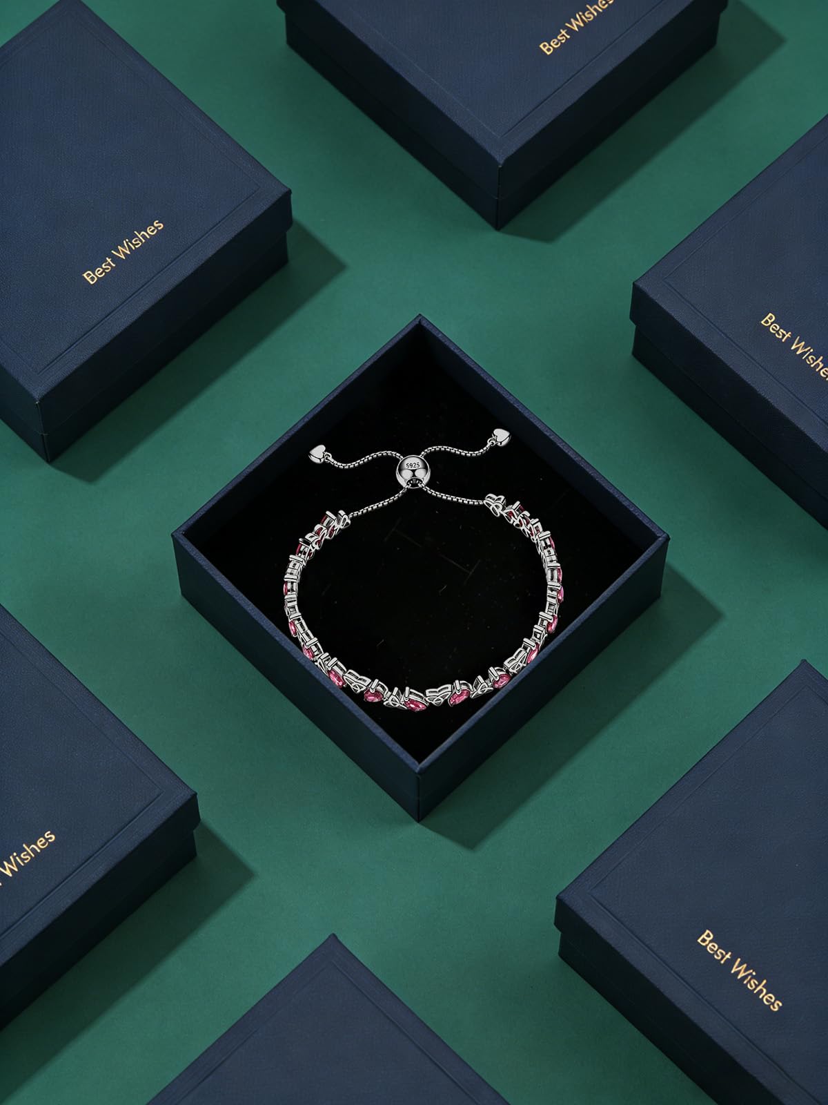 Birthstone Bracelets for Women, Pear Cut Tennis Bracelet 925 Sterling Silver, 6-9 Inch Adjustable Celtic Knot, Anniversary Birthday Jewelry Gifts for Women