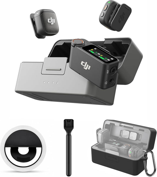 DJI Mic (2 TX + 1 RX + Charging Case), Wireless Lavalier Microphone, 250m (820 ft.) Range, 15-Hour Battery, Noise Cancellation Wireless Microphone for PC, iPhone, Record Interview, YouTube, Black | Dual Transmitters Plus 1 Receiver, Up to 250 M Line-of-Si