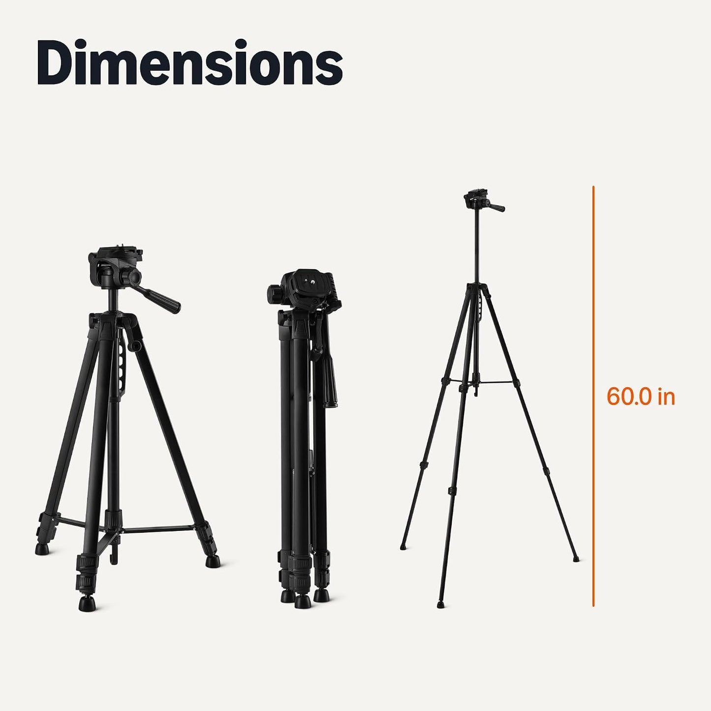 Amazon Basics 50-inch Lightweight Portable Camera Tripod Stand with Quick-Release Plate, Adjustable Height, Aluminum, for Travel Photography, Champagne