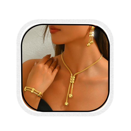 CLOACE Gold Long Choker Necklace Set Punk Cuban Y-Necklaces and Bracelet Fashion Chain Jewelry Accessories for Women