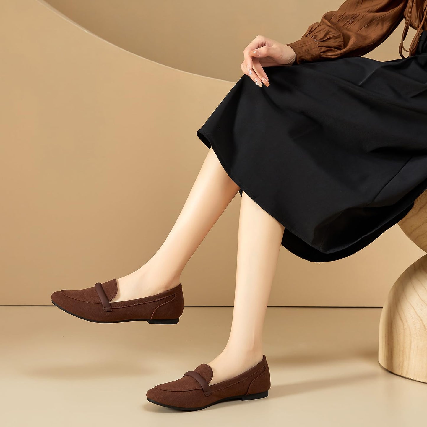 Women's Slip on Flats Shoes Runs Small Faux Suede Ballet Flats Fashion Business Casual Comfortable Flats Dressy Loafers for Women
