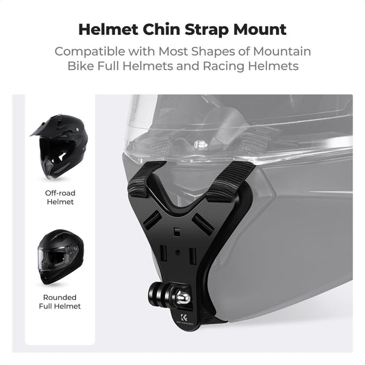 K&F CONCEPT Action Camera Motorcycle Dirt Bike Helmet Chin Strap Mount | Helmet Holder Mounting Attachment Compatible With GoPro Hero 13/12/11/10/9/8/DJI Osmo Action 5Pro/6/4/3/Insta360 X5/X4, TW05