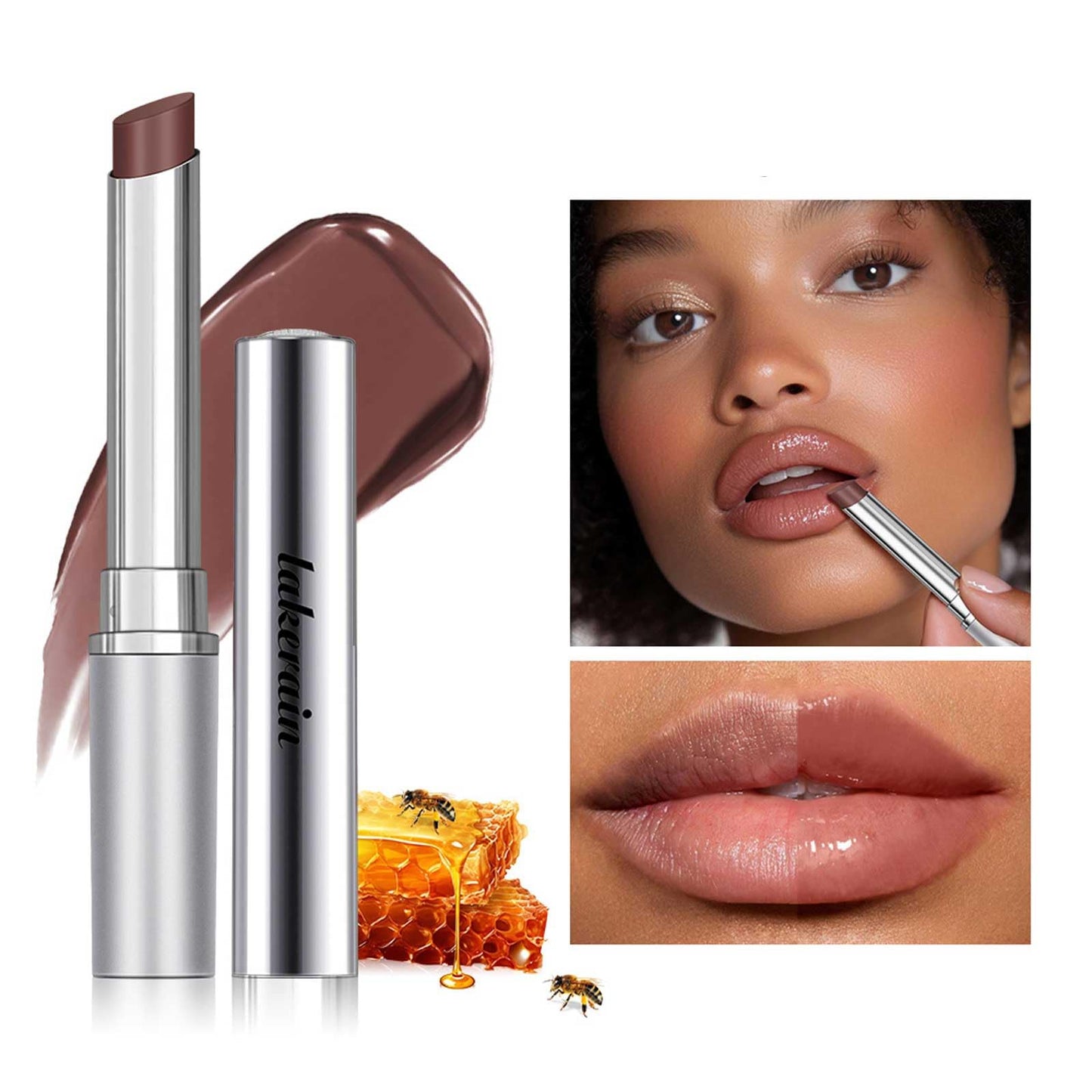 Honey Lipstick Tinted Lip Balm - Sheer Hydrating Lipstick for All Skin Tones - Moisturizing Lip Color, Nourishing Lip Balm with a Hint of Natural Black Cherry Tint