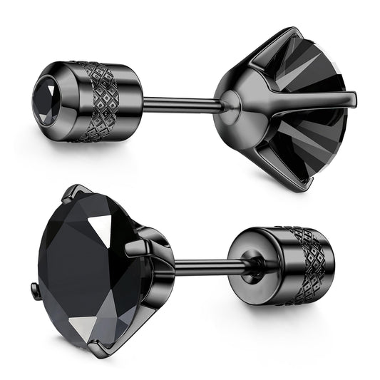 Subiceto Hypoallergenic G23 Implant Grade Titanium Screw Back Earrings 20G Pure Titanium Post for Sensitive Ears 5A Cubic Zirconia Titanium Earring Studs for Women Men Double Side Earrings Piercing Sleeper Studs Jewelry
