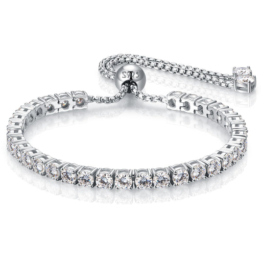 4MM Moissanite Tennis Bracelet for Women, 10.9 ct Adjustable Moissanite Bracelets, 925 Sterling Silver White/14k Gold Plated, Luxury Birthday or Anniversary Jewelry Gift for Her
