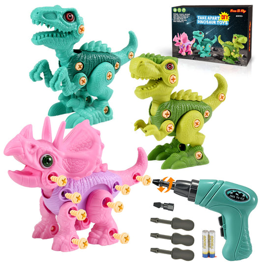 Dinosaur STEM Toys for Kids 3-5, Take Apart Dinosaur Toys with Electric Drill, Educational Building Toy & Construction Set, DIY Christmas Birthday Gifts for 3 4 5 6 7 8 Years Old Boys and Girls