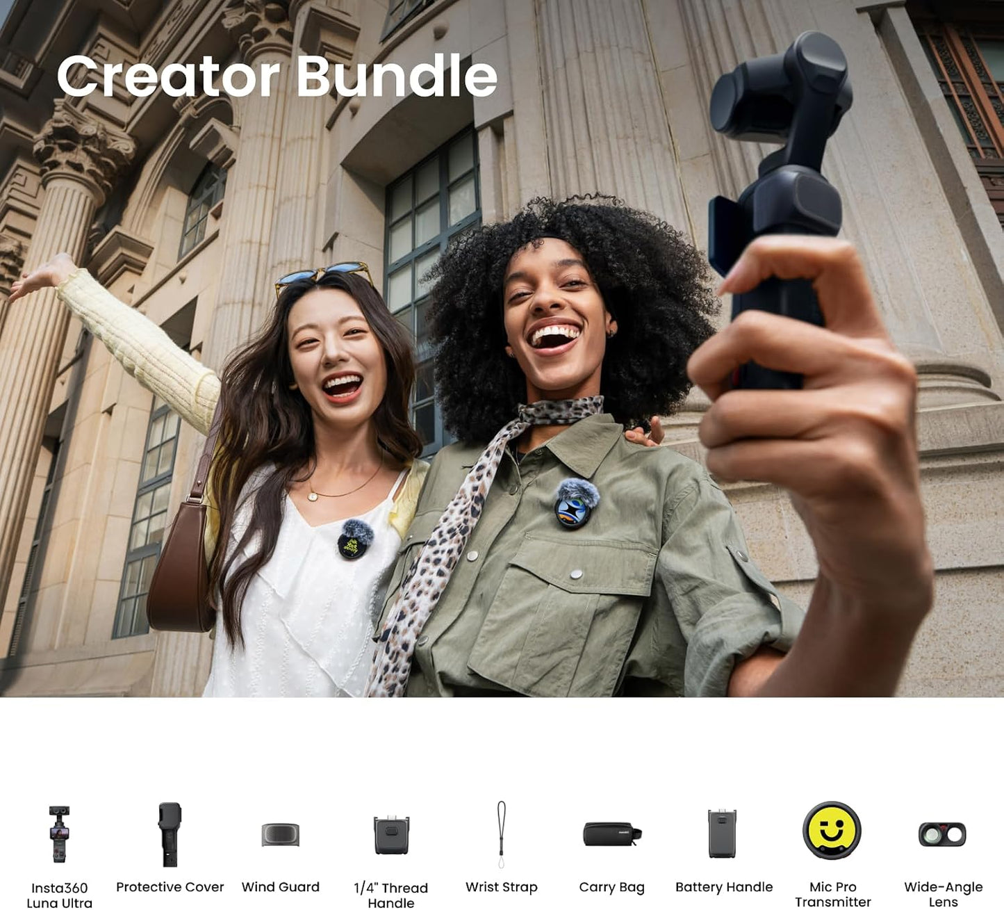 Insta360 Luna Ultra - 8K Vlogging Camera with Dual Leica Lenses, 12× Zoom, 1" Sensor, Detachable 2" Touchscreen, Triple AI Chip, Pocket Gimbal Camera for Vlog Photography-Cosmic Black