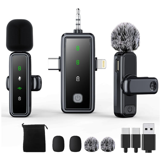 Wireless Mini Microphone for iPhone Android,Mini Mic for Video Recording,Plug & Play Lapel Professional Mic with Noise Reduction, Mute, and Reverb for YouTube TikTok Vlog Podcast