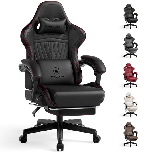 GTPLAYER Gaming Chair for Adults, Ergonomic Computer Game Chairs with Speakers, Footrest & Linkage Armrest, Reclining High Back Silla Gamer for Home Office, Ace Pro, Off-White