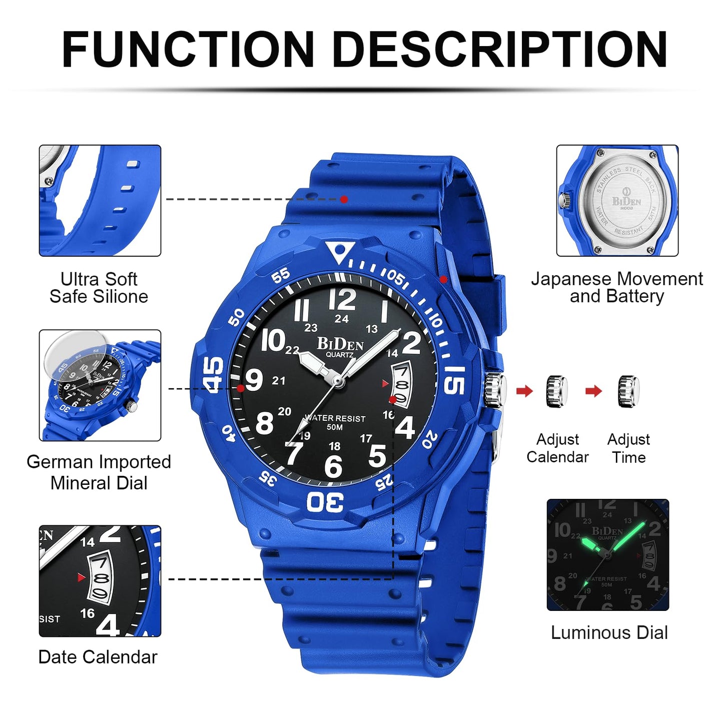 LN LENQIN Mens Watches Stainless Steel Waterproof Analog Quartz Watch for Men with Date Luminous Fashion Wristwatch