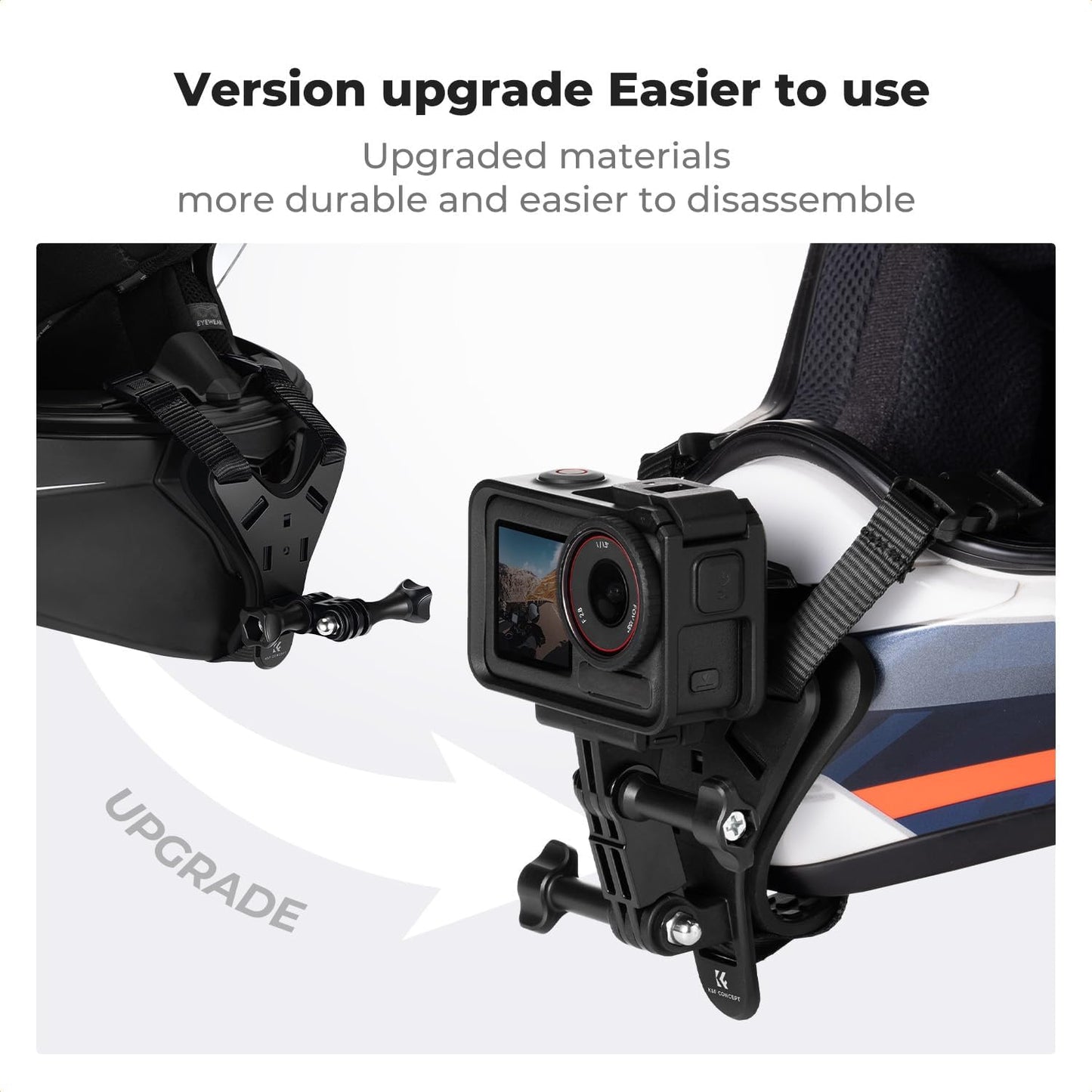 K&F CONCEPT Action Camera Motorcycle Dirt Bike Helmet Chin Strap Mount | Helmet Holder Mounting Attachment Compatible With GoPro Hero 13/12/11/10/9/8/DJI Osmo Action 5Pro/6/4/3/Insta360 X5/X4, TW05