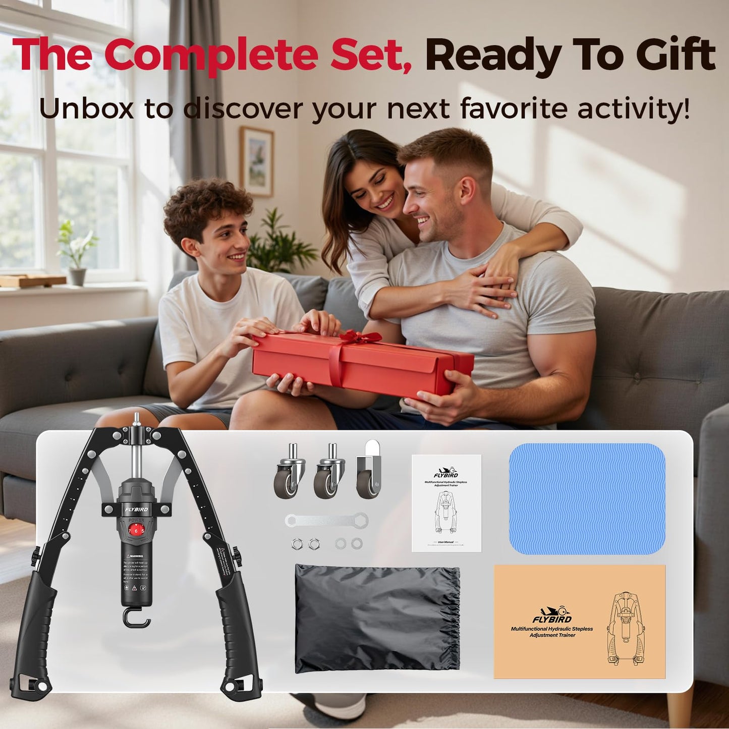 FLYBIRD Twister Arm Trainer, Hydraulic Power Core Twister Chest Workout Equipment, Adjustable 22-440LBS Chest Trainer for Men, 3 in 1 Chest and Arm Exerciser with Ab Roller Wheel, Include Backpack&Pad