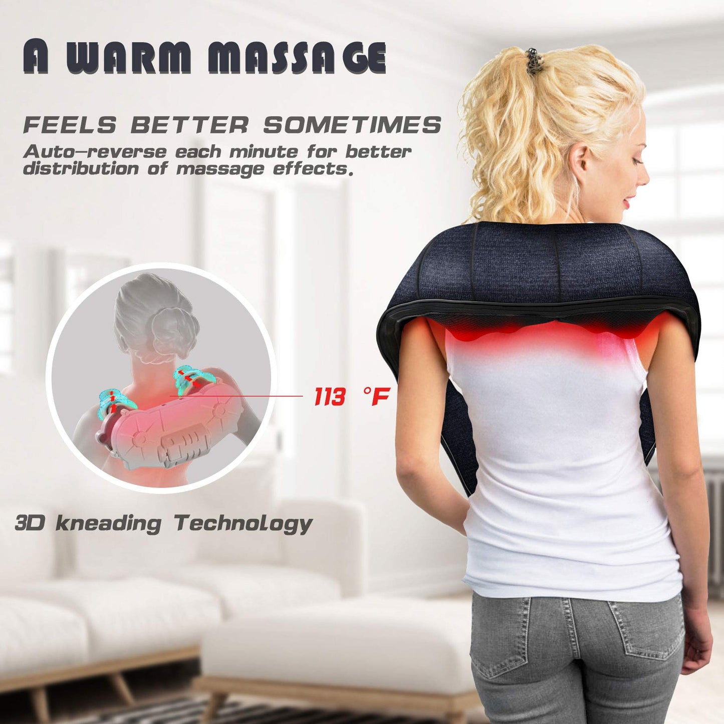 Mo Cuishle Women Men Gifts, Shiatsu Back Shoulder and Neck Massager with Heat, Electric Deep Tissue 4D Kneading Massage, Best Gifts for Mom Dad Wife Husband her Him, Christmas, Birthday (NOT Cordless)