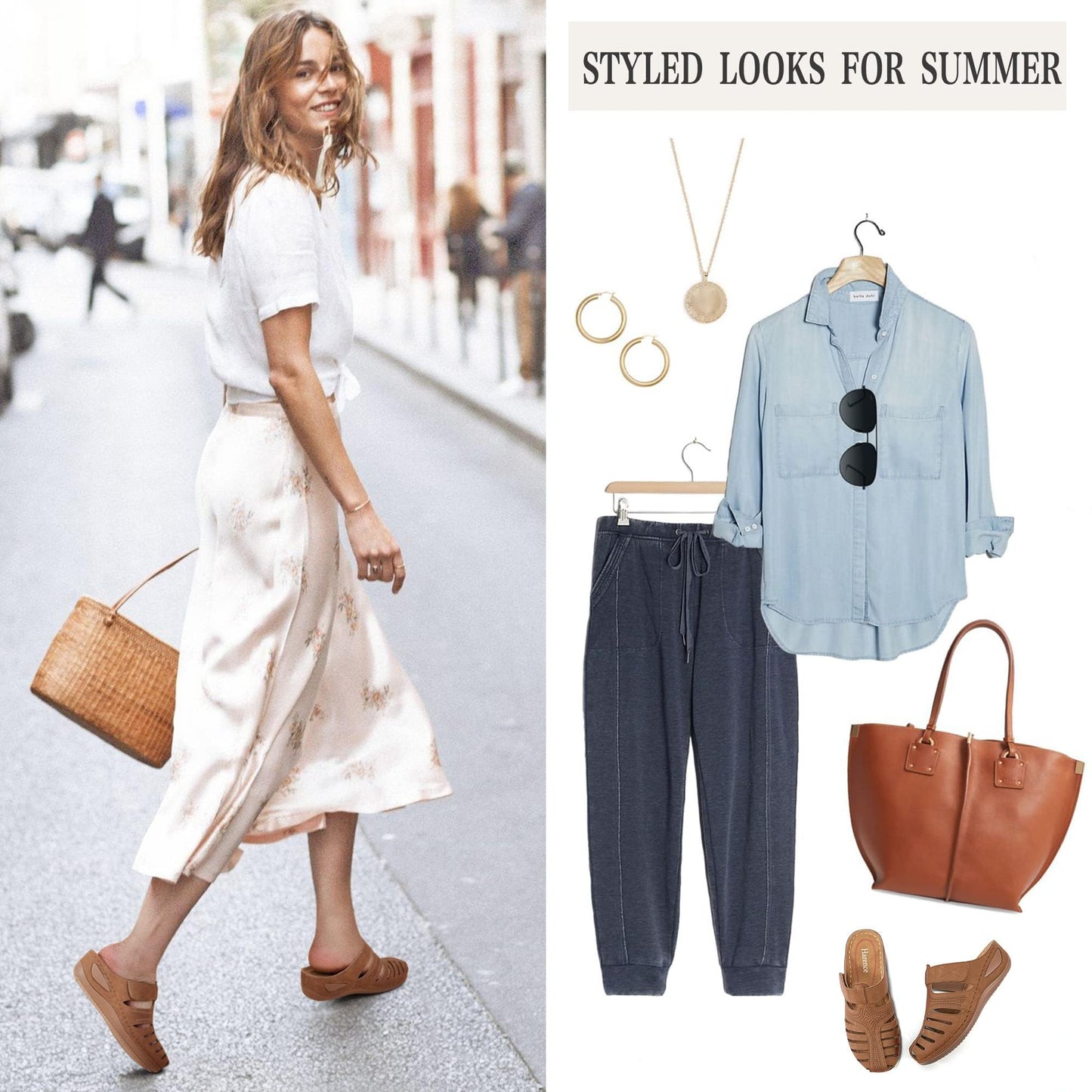 HARENCE Clogs for Women Mules Shoes: Comfortable Dressy Closed Toe Platform Sandals 2026 Summer Casual Adjustable Slip On Walking Wedges