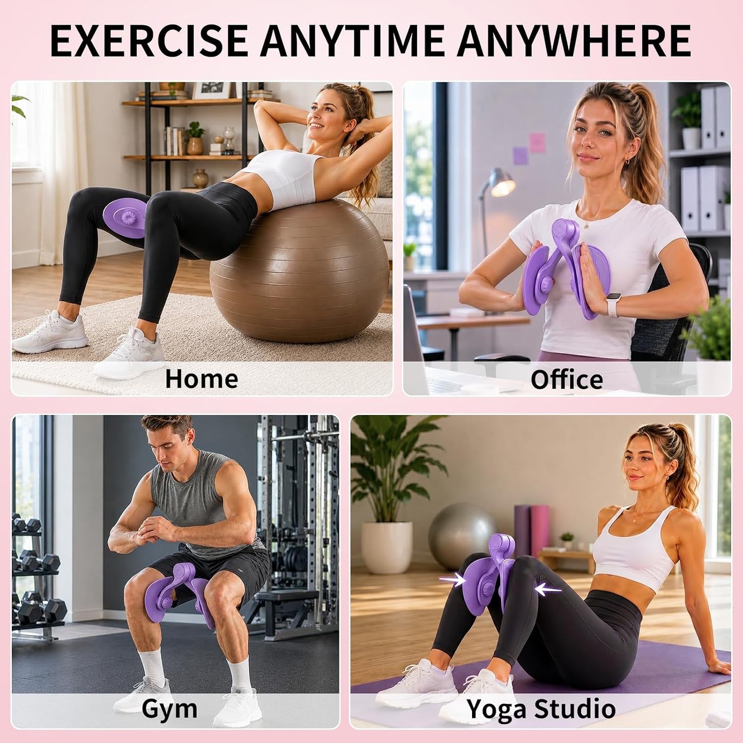 Thigh Master, 360°Adjustable Pelvic Floor Exercise Devices with Ergonomic Design, 45 LBS Kegel Exercise Pelvic Floor Trainer for Woman Man, Inner Thigh Trainer for Home Gym Office