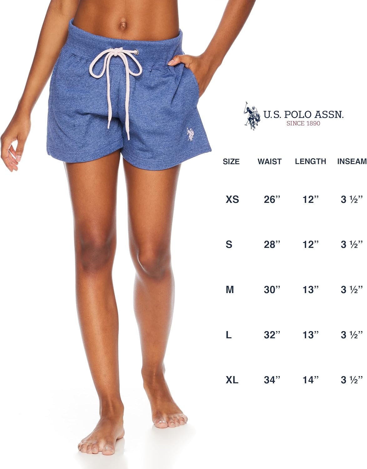 U.S. POLO ASSN. French Terry Sweat Shorts for Women, Comfy Poly-Cotton Lounge Shorts for Women with Pockets