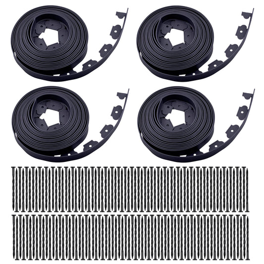 Garden Edging,40ft Landscape Edging with 40 Spikes for Lawn 2 Inch Tall(Black, 40FT)
