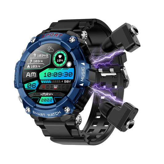 Smart Watch with Earbuds for Men, Smart Watches for Android Phones, Bluetooth Calling can Answer and Make Calls, Military Resistant Fitness, Sports Fitness Tracker with Step,Heart Rate