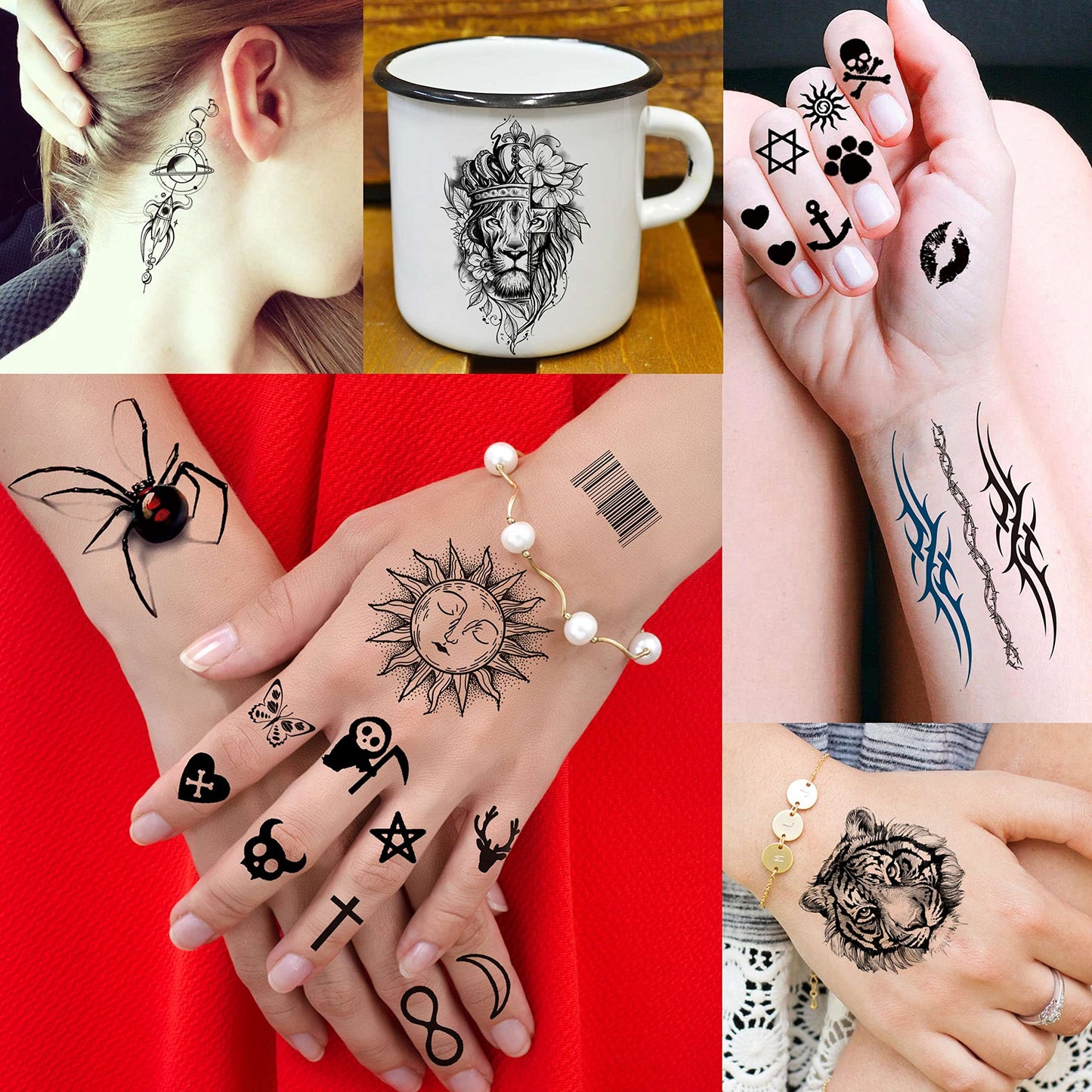 12 Sheets Beautiful Butterfly Flowers Temporary Tattoos For Women Feet Hands Body Art, Realistic Rose Peony Floral Fake Tattoo Sticker For Legs Ankle, Waterproof Lily Dreamcatcher Temp Tatoos Decals