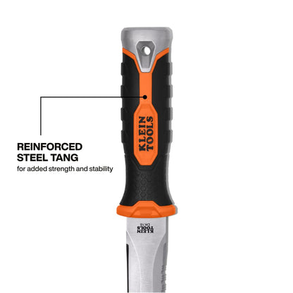 KLEIN TOOLS DK16 Double-Edged Duct Knife, Serrated Stainless Steel Blade, Designed for Duct Board and Insulation, Fixed Blade Knife with Sheath, 5-1/2-Inch