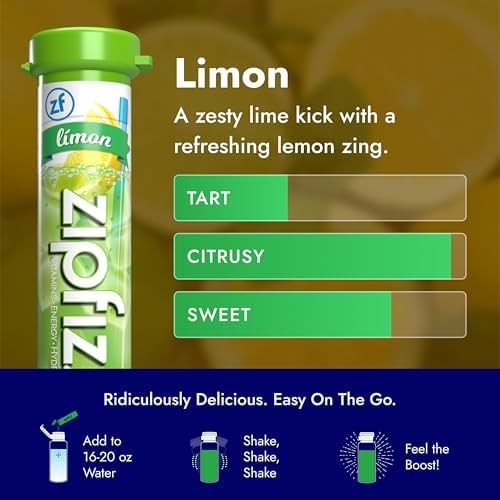 Zipfizz Daily Energy Drink Powder, Blood Orange, 20 Pack | 3-in-1 Sustained Energy, Rapid Hydration, and Essential Vitamins | Sugar-Free | Electrolyte Powder | Contains Vitamin B-12 & Antioxidants