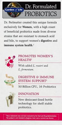 Garden of Life Dr. Formulated Once Daily Women's Probiotics with 50 Billion CFU & Organic Prebiotics – Vaginal Health, Digestive Support, Immune Support, Dairy Free, 30 Capsules