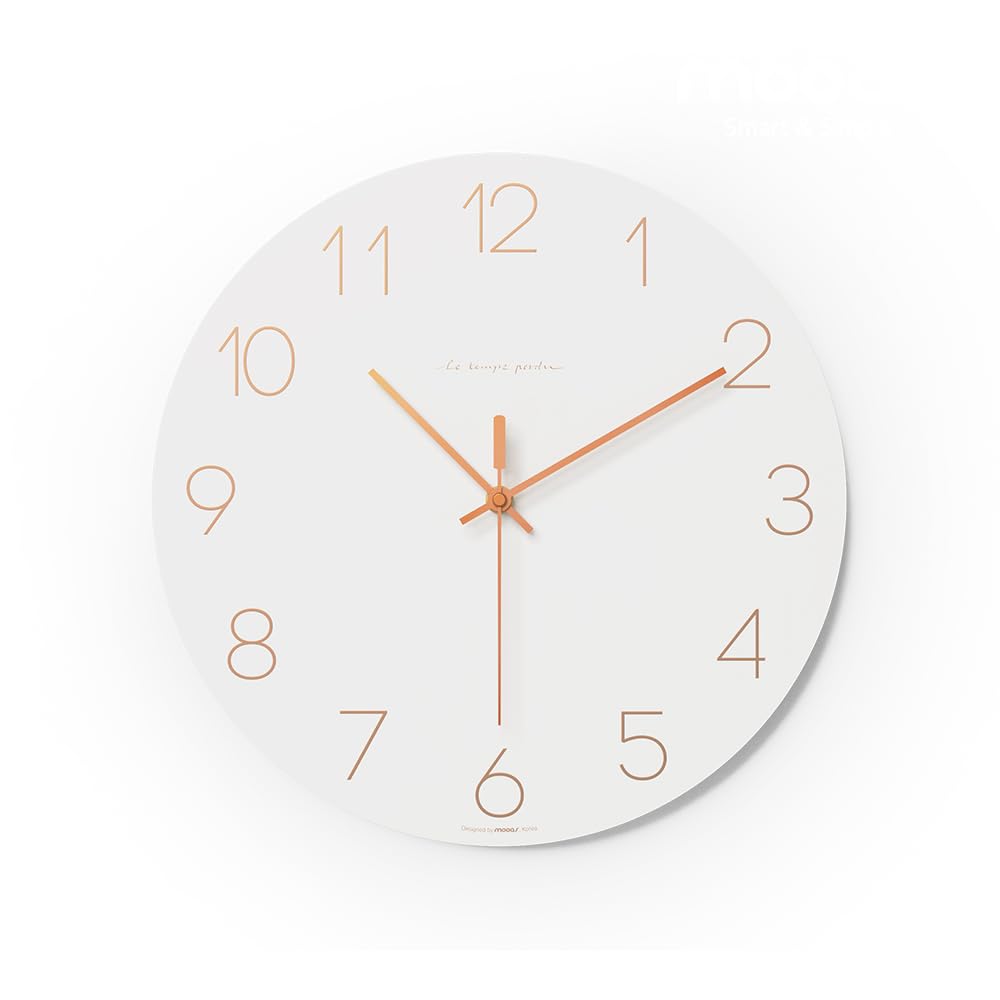 mooas Wooden Frame Flatwood Wall Clock,12" Non-Ticking Sweep Movement Decorative Battery Operated Wall Clock for Home Living Room Kitchen Bedroom Office School (Dark Brown)
