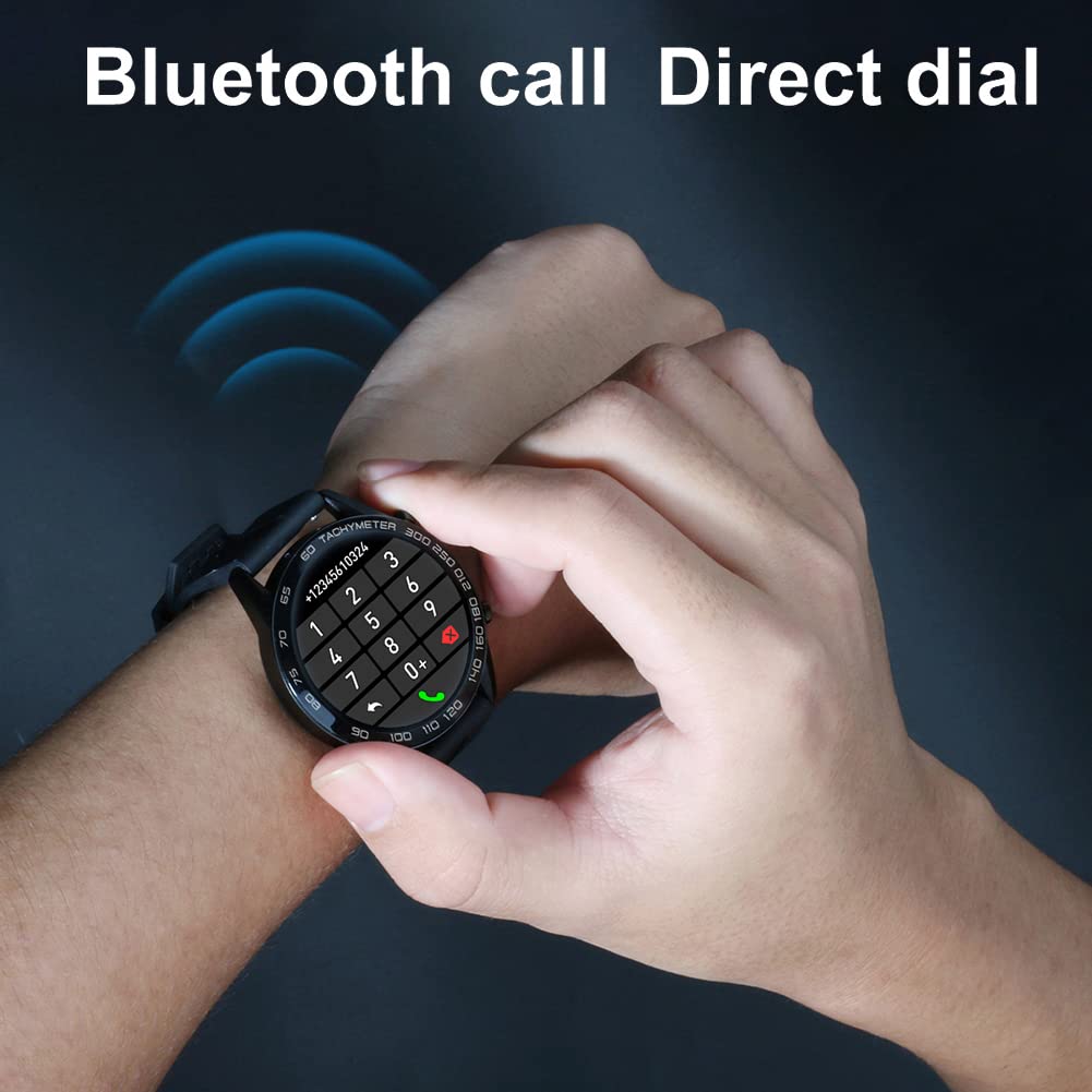 Men Smart Watch for Android iOS, Bluetooth Calls Voice Chat with Heart Rate/Sleep Monitor Fitness Tracker, 1.3" Full Touch Screen IP67 Waterproof Stainless Steel Activity Tracker for Men