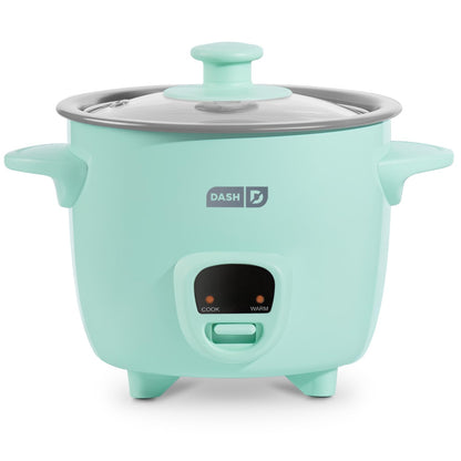 Dash Mini Rice Cooker | Small Rice Maker, 2 Cups Cooked / 1 Cup Uncooked, Ceramic Nonstick Removable Pot, Keep Warm Function, Compact and Portable for Dorm, Travel, Single Serve, Aqua