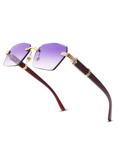 Pro Acme Rimless Rectangle Sunglasses for Men Women Hexagon Shade Eyewear Frameless y2k Glasses