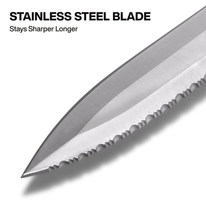 KLEIN TOOLS DK16 Double-Edged Duct Knife, Serrated Stainless Steel Blade, Designed for Duct Board and Insulation, Fixed Blade Knife with Sheath, 5-1/2-Inch
