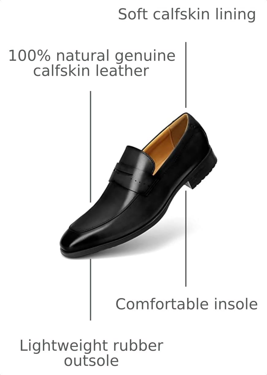 Men's Slip on Oxford Dress Shoes Classic Handmade Calfskin Manufacturing More Compact, Choose The Right Size to Modify The Foot Shape