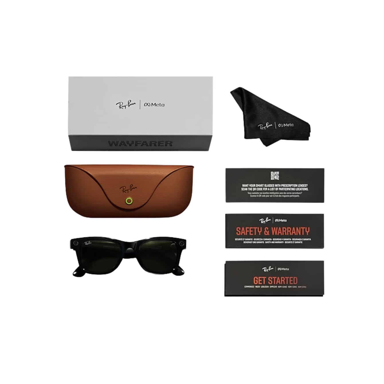 Meta Ray-Ban (Gen 1), Wayfarer Large, Matte Black | Smart AI Glasses for Men, Women — 12 MP Ultra-Wide Camera, Audio, Video Recording, Bluetooth — Polarized Gradient Graphite Lenses — Sunglasses