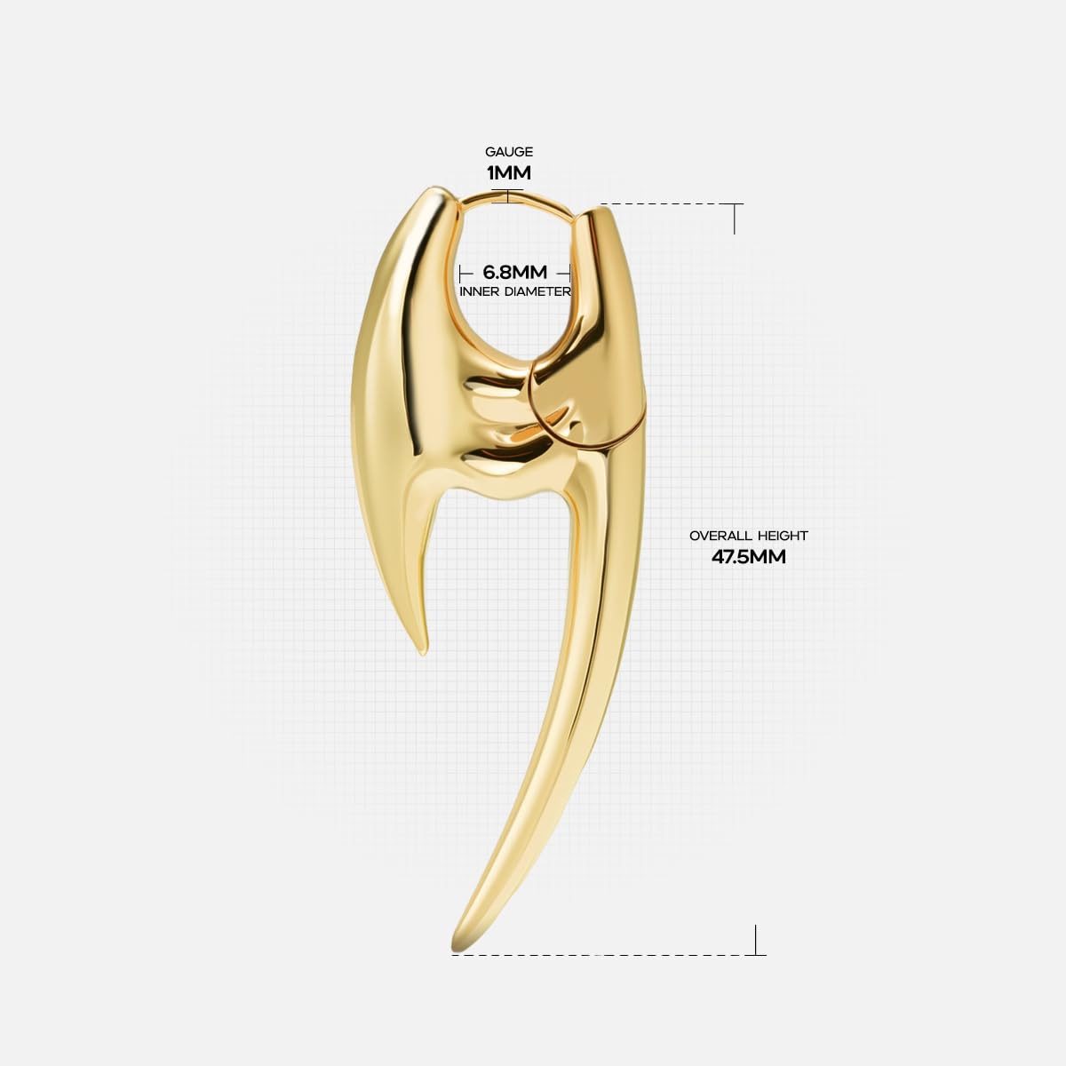 PUNKYOUTH Sharp Line Fluid Curve Earrings 18G 1mm Piercing Jewelry Edgy Minimalist Modern Claw Spike Huggie Hoop Dangle Drop For Women Men Polished Statement Everyday Wear Fashion Accessories