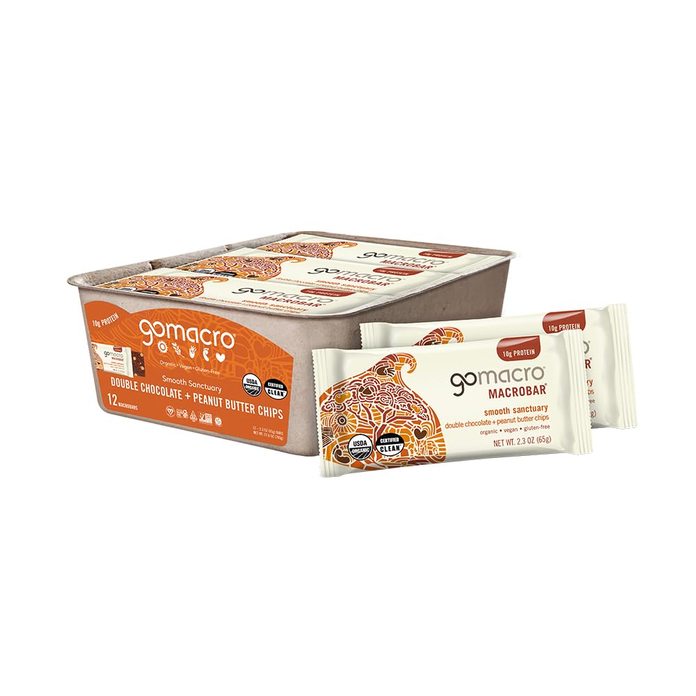GoMacro MacroBar Organic Vegan Protein Bars - Coconut + Almond Butter + Chocolate Chips (2.3 Ounce Bars, 12 Count)