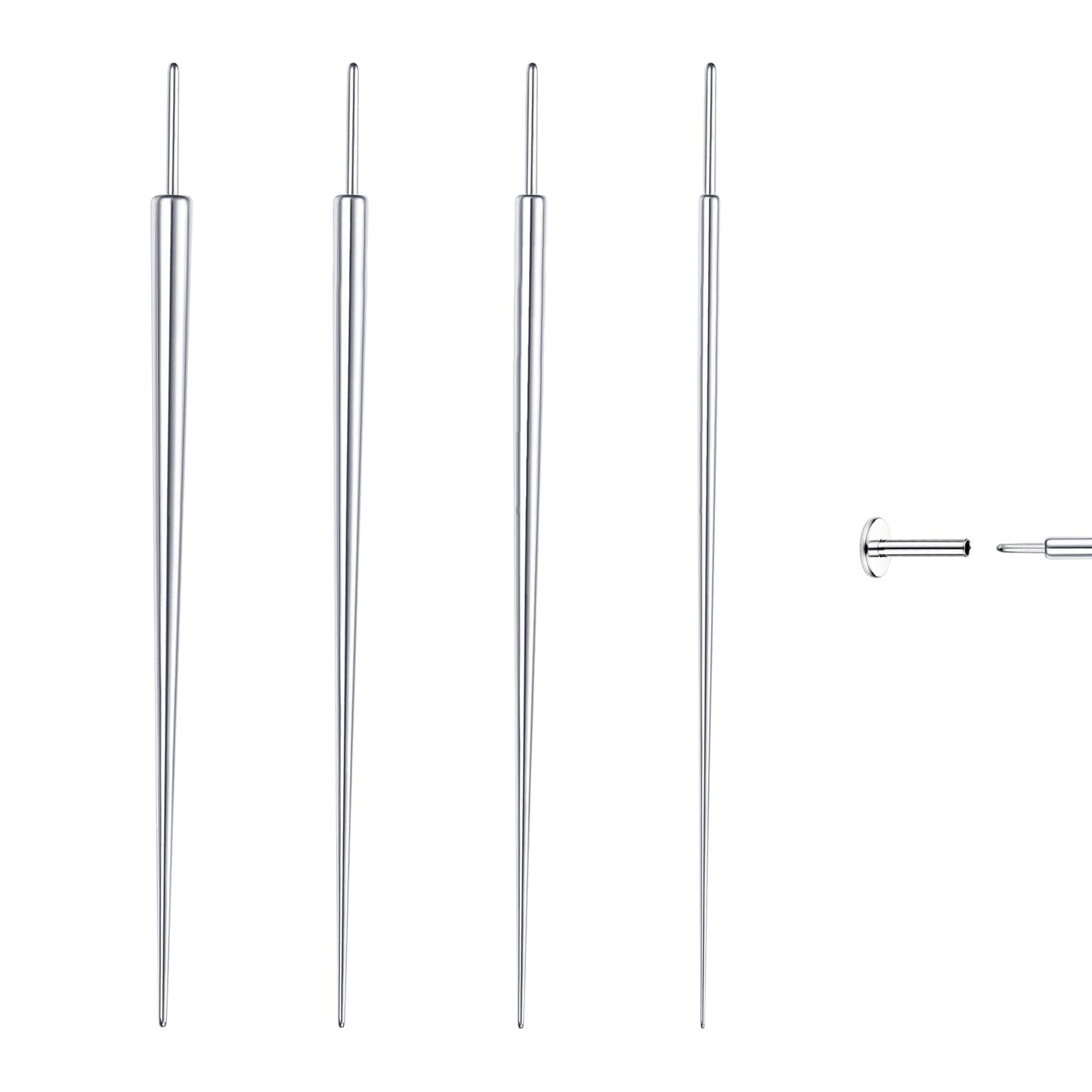 GEMQUEEN Piercing Taper Ball Grabber Tool for Changing Jewelry - 14G 16G 18G 20G Stainless Steel Flat Back Earrings Applicator Tool Threadless Insertion Pin Thread Body Piercing Kit for Ear Nose Lip