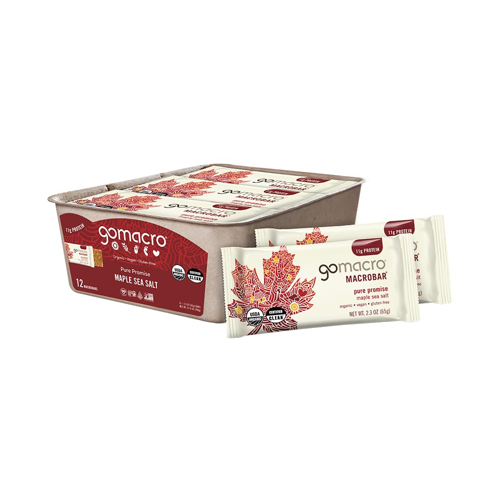 GoMacro MacroBar Organic Vegan Protein Bars - Coconut + Almond Butter + Chocolate Chips (2.3 Ounce Bars, 12 Count)