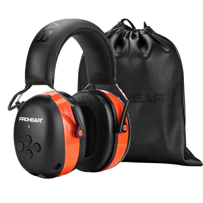PROHEAR 037 Bluetooth 6.0 Hearing Protection Headphones with Rechargeable 1500mAh Battery, 30dB SNR Safety Noise Reduction Ear Muffs 120H Playtime for Mowing, Workshops, Snowblowing - Black