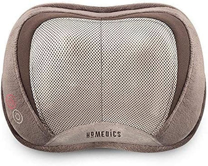 Homedics Shiatsu Back Massager with Heat, 3D Deep Tissue Massage Pillow for Neck & Shoulders, Electric Kneading Lumbar Massager Cushion for Upper & Lower Back Pain Relief, Portable Home Office Travel