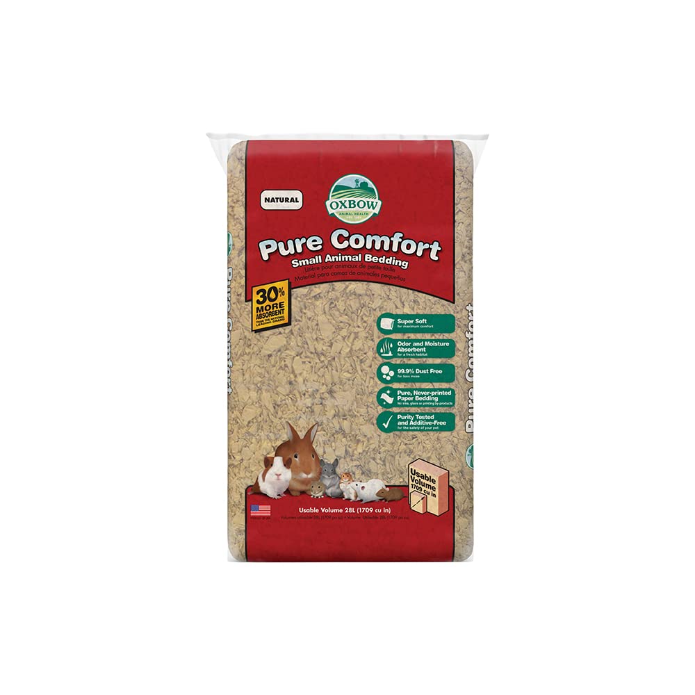 Oxbow Small Animal Bedding, Hamster, Guinea Pig, Rabbit, White, USA, 36 L | Pure Comfort, Hamster Bedding, Guinea Pig Bedding, Low Dust, Virgin Paper, Litter Box, Bunny, Rats, Gerbils, Chinchillas
