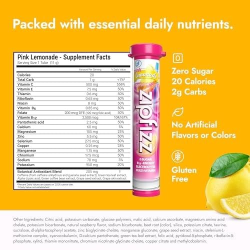 Zipfizz Daily Energy Drink Powder, Blood Orange, 20 Pack | 3-in-1 Sustained Energy, Rapid Hydration, and Essential Vitamins | Sugar-Free | Electrolyte Powder | Contains Vitamin B-12 & Antioxidants