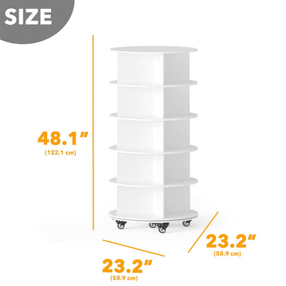 SpaceAid Spinning Shoe Rack with Wheels, 7 Tier Rotating Organizer Shoe Tower Lazy Susan with Thick Bottom, 360 Display Revolving Storage Shelf, Round Circular Rotate Organization, White