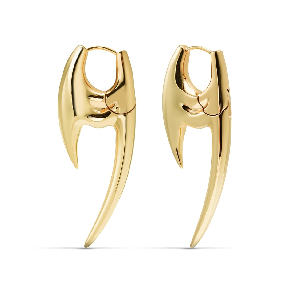 PUNKYOUTH Sharp Line Fluid Curve Earrings 18G 1mm Piercing Jewelry Edgy Minimalist Modern Claw Spike Huggie Hoop Dangle Drop For Women Men Polished Statement Everyday Wear Fashion Accessories