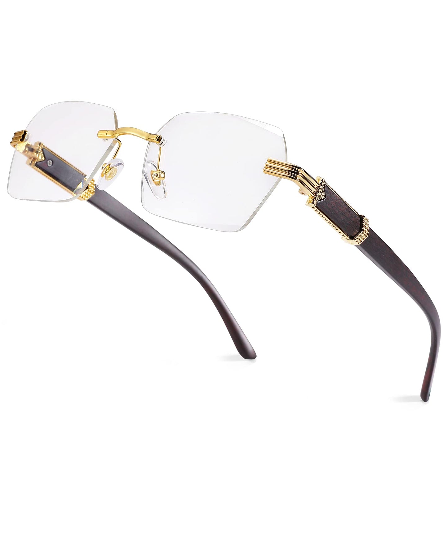 Pro Acme Rimless Rectangle Sunglasses for Men Women Hexagon Shade Eyewear Frameless y2k Glasses
