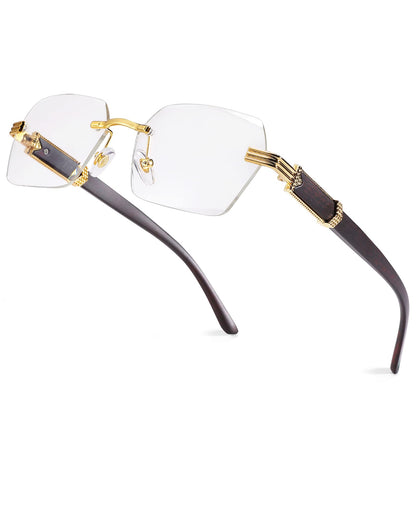 Pro Acme Rimless Rectangle Sunglasses for Men Women Hexagon Shade Eyewear Frameless y2k Glasses