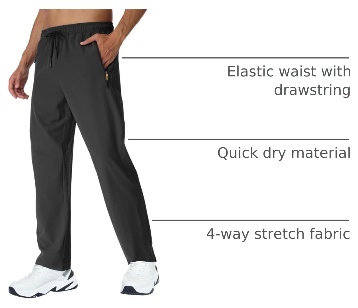 Rapoo Mens Lightweight Hiking Pants Quick Dry Stretch Joggers for Running Workout Casual